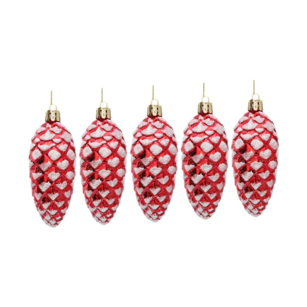 5x Christmas Tree Pinecones Ornaments Shatterproof Shiny Xmas Pinecones Small