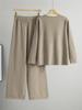 Women's Trendy Two-Piece Set: Drawstring Fake Two-Piece Sweater & Wide-Leg Pants - Long-Sleeved Knitwear for Spring & Autumn