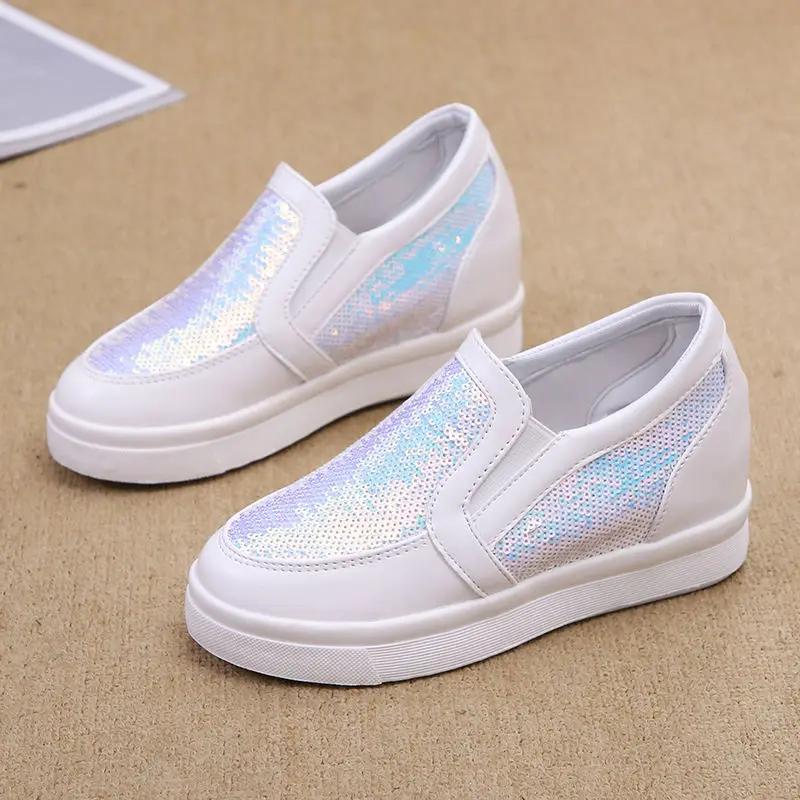 High On Platform Sequins Shoes for Women Y2k Fashion Cheap 39 Walking Vulcanized Shoe Stylish New In Aesthetic Woman Footwear