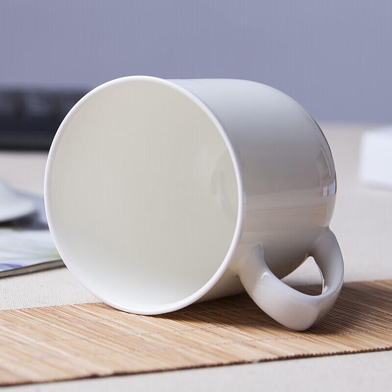 Pure White Ceramic Office Cup with Lid and Saucer