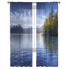 Lake Nature Trees Mountains Sky Clouds Blue Tulle Sheer Window Curtains for Living Room Bedroom Voile Organza Curtains Drapes