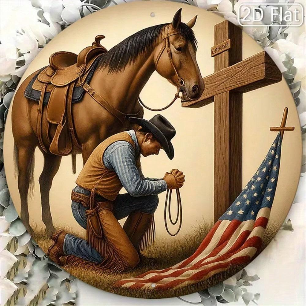 Vintage Metal Tin Sign Wall Art Home Decor Rustic Graphic Round Poster 20x20