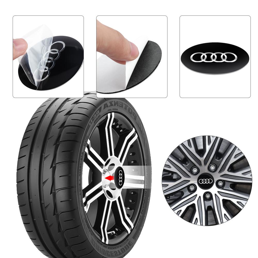 4pc 3D Styling 56/60/65mm Car Emblem Wheel hub Center Cap Badge Sticker for Audi Sline quattro RS A7 TT B9 8V A1 A5 S4 Q7 S3 8P
