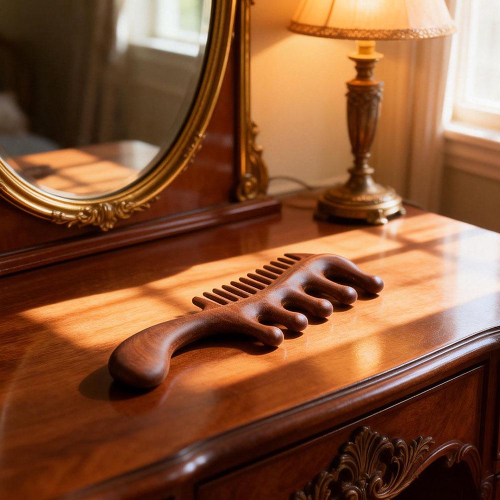 Wooden Comb Sandalwood Massage Dual Use Large Handle Thick Anti Static Hair Styling Tool Wide Tooth Fine Tooth Hair Care Tool