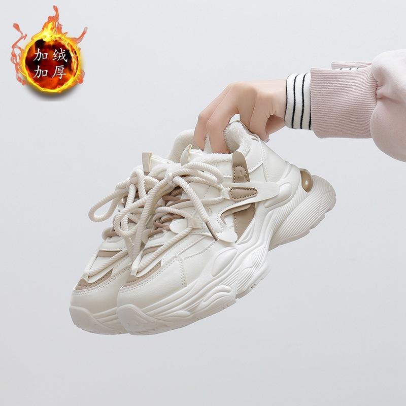 

Женские ботинки для папы 2024 года, новые зимние универсальные утолщенные бархатные теплые ботинки Martin, короткие хлопковые туфли, повседневные G17-1 35 бежевый