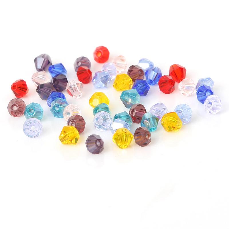 4mm Faceted Diamond Crystal Glass Beads for Handmade Hair Accessories