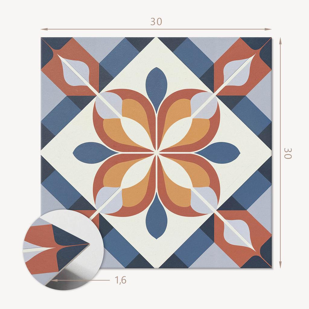 Selbstklebende Vinyl-Fliesenverkleidung Geometrisches Blumenmuster 9x30x30 cm