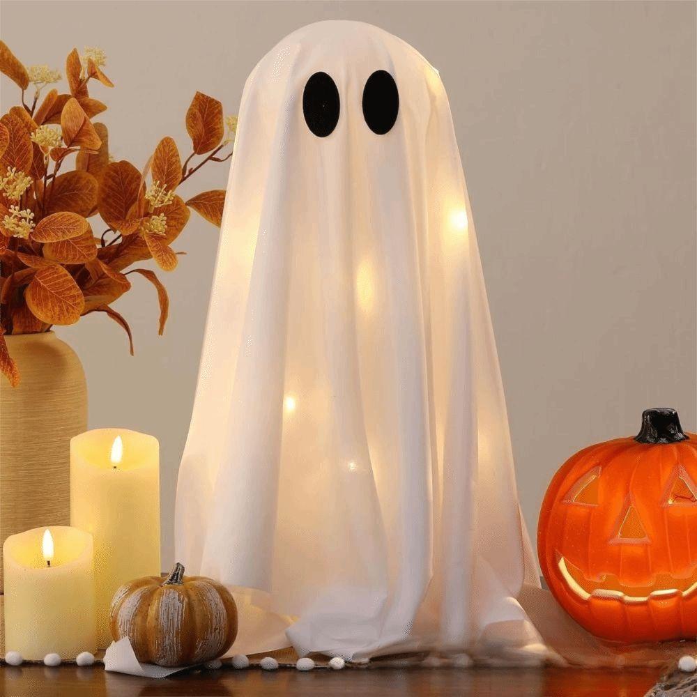 LED String Lights Halloween Ghost Decoration Glowing Effect Light Up Feature Light Up Ghost Decorative Figurine Scary Design