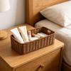 Handwoven Imitation Rattan Wine Basket with Lid Rustic Farmhouse Storage Box for Home Hotel Kitchen Bar Decor Wine Gift Basket