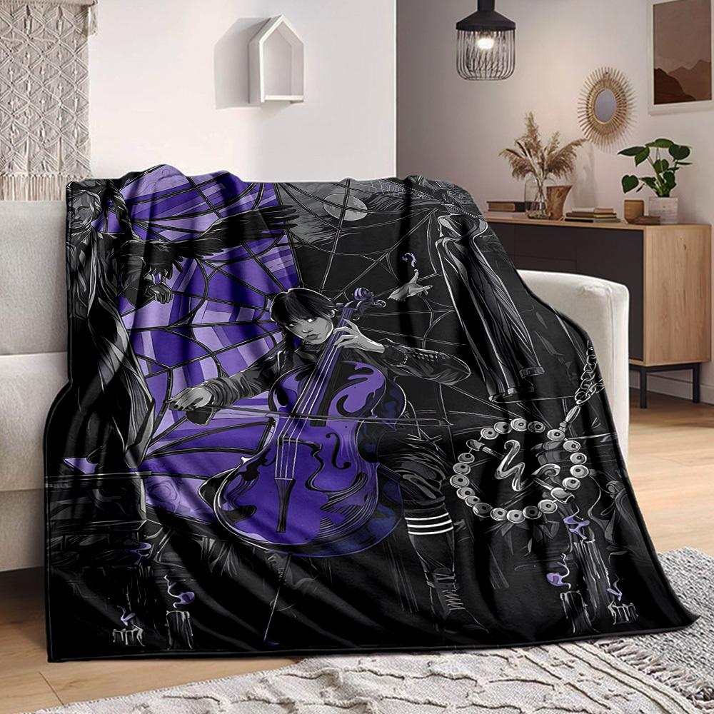 1 Stück Wednesday Addams Decke Leichte Flanelldecke Überwurfdecke Für Sofa, Bett, Reisen, Camping, Wohnzimmer, Büro, Couch