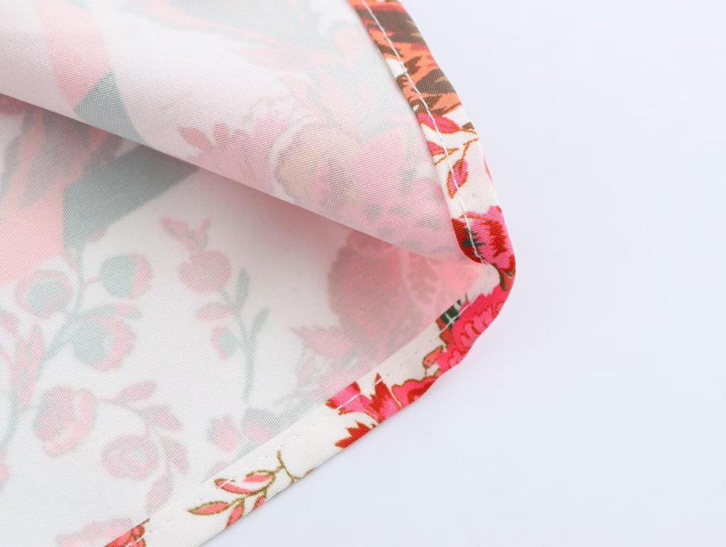 2025 Spring Women's Casual European & American Style Print Tie-Waist Long Dress