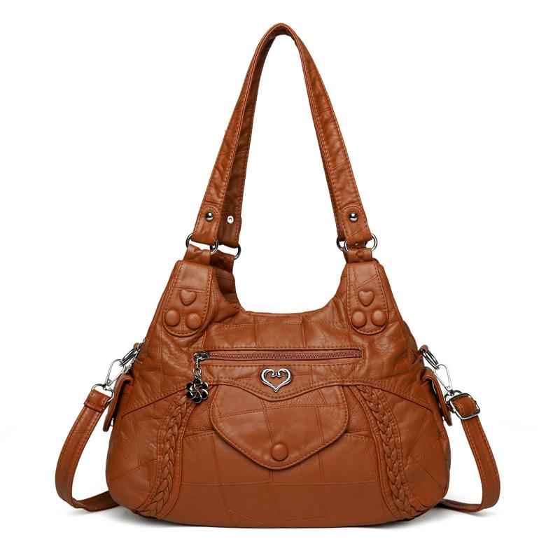 Middle-aged Mother Bag Women's Crossbody Bag Large Capacity Soft Leather Hand Shoulder Bag
