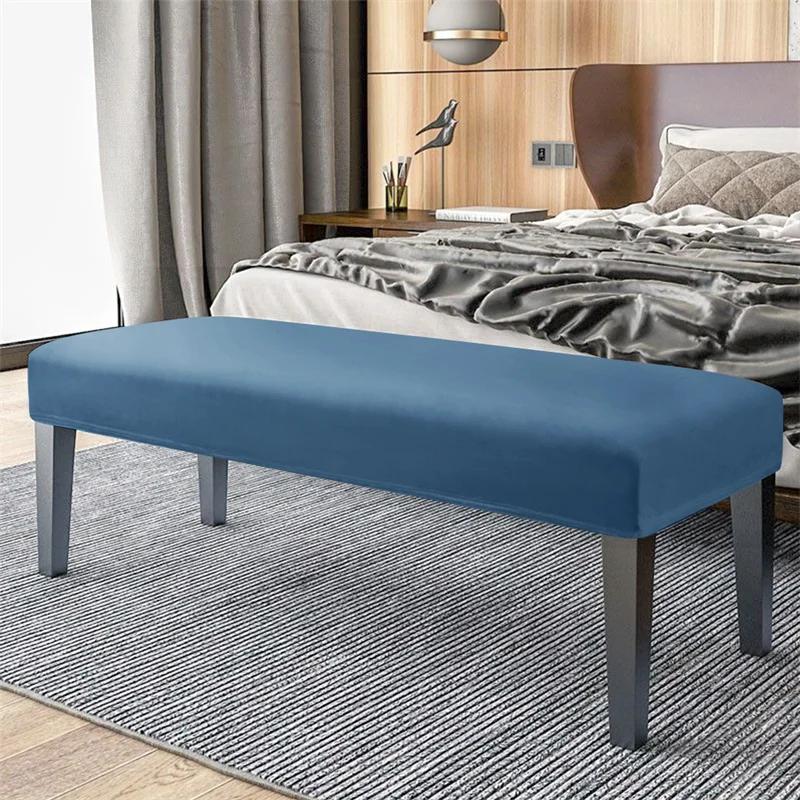 1Pc Stretch Velvet Bench Cover Anti-Dirty Classic Solid Color Bench Slipcover Washable Bench Seat Protector Cover For Bedroom