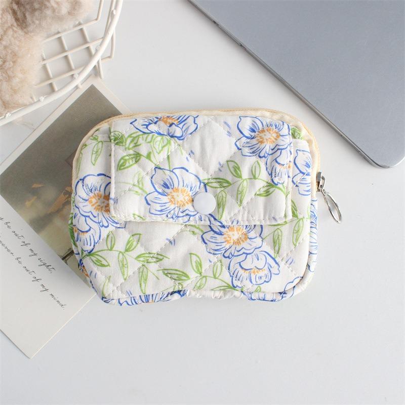 Cute Cartoon Floral Quilting Document Storage Bag Card Wallet Coin Purse ID Card Holder Driver's License Holder Badge Holder