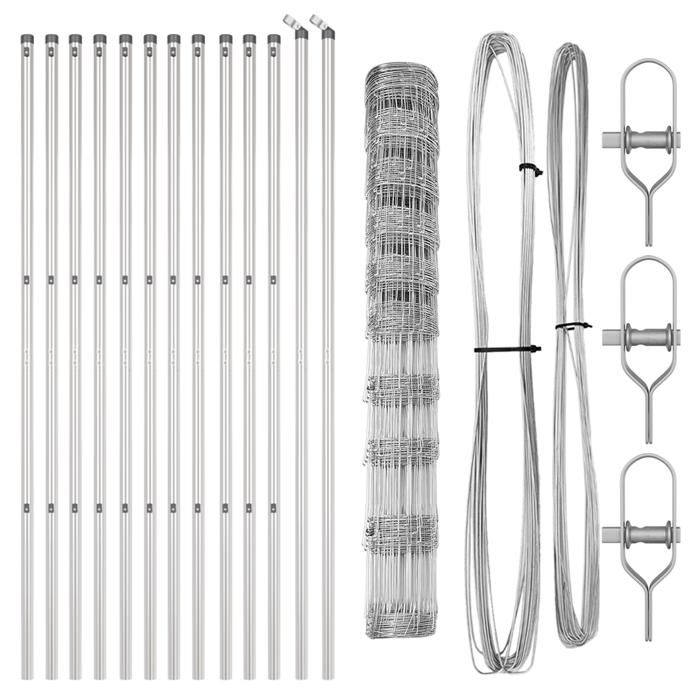Field Fence vidaXL 1.2x25 M Galvanized Steel 3351342