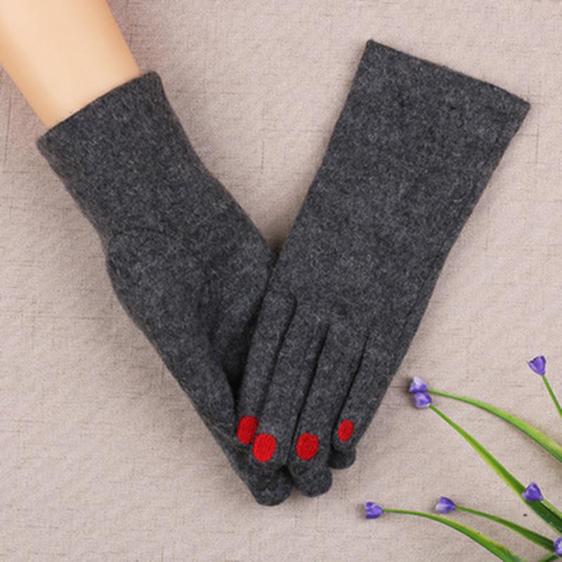 Cute Nail Polish Embroidery Cashmere Gloves Women Wool Velvet Thick Touch Screen Gloves Female Winter Warm Driving Gloves H100
