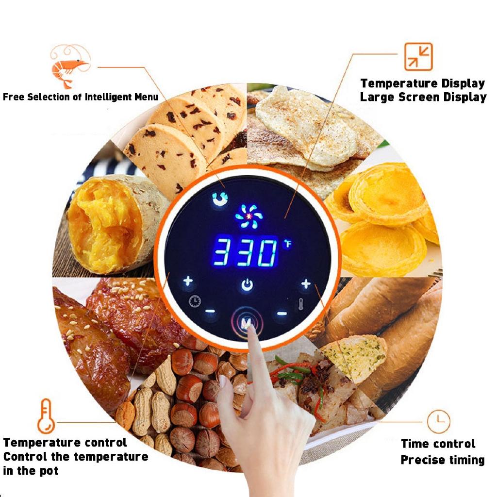 1400W 5.2L Health Fryer Cooker Smart Touch LCD Airfryer Pizza Oil Free Air Fryer Multi Function Smart Fryer for French Fries