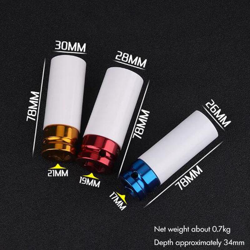 Auto PKW 1/2" 17mm/19mm/21mm Reifenschutzhülse Wand Tiefer Schlag Radmutter Steckschlüssel Set Mit Box Steckschlüssel Felgen