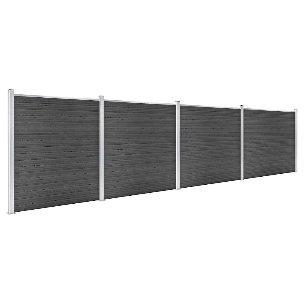 vidaXL Zaunelement Set WPC 699x186 Cm Schwarz