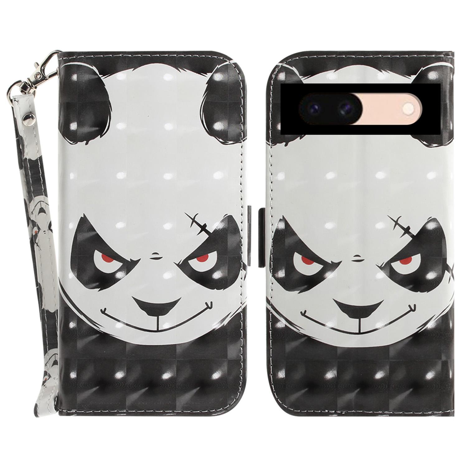 

Чехол-кошелек для Google Pixel 8a из ПУ кожи с печатным рисунком, откидная крышка для телефона Angry Panda