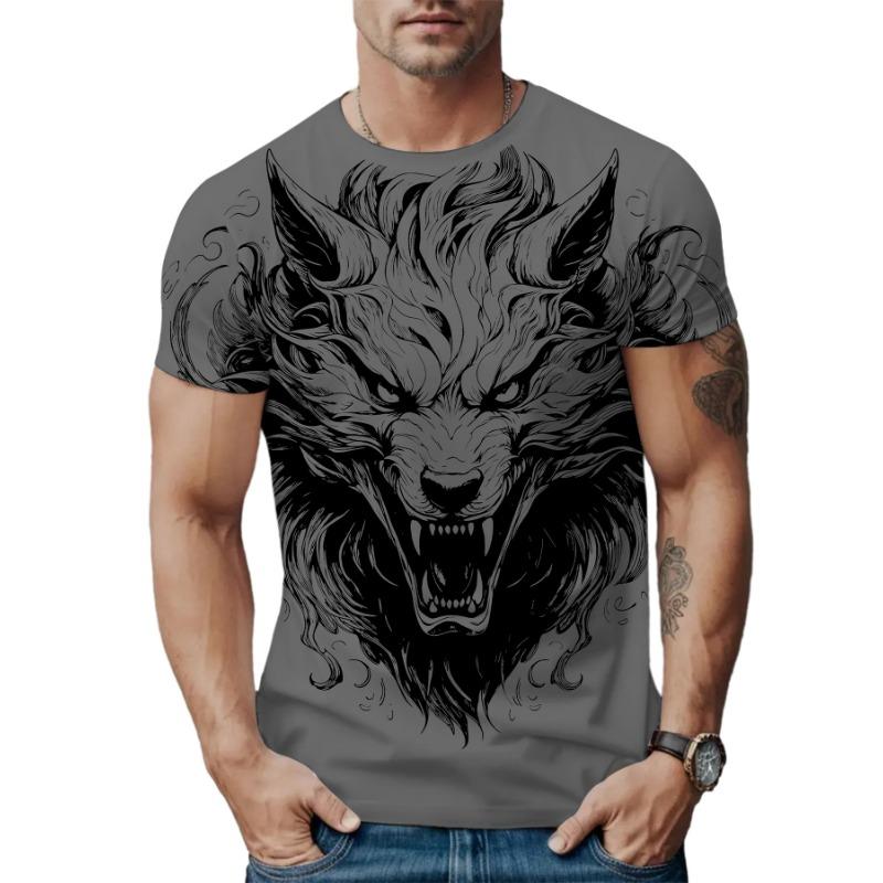 Summer Round Neck 3D Animal Print Top Fashionable Casual Short Sleeved Men's T-shirts