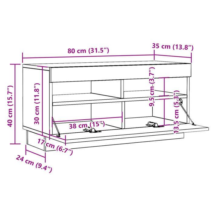 VidaXL TV Cabinet with LED Lights Old Wood Engineered Wood, TV Stand, Media Unit, TV Console, Hi-Fi Cabinet, 856357