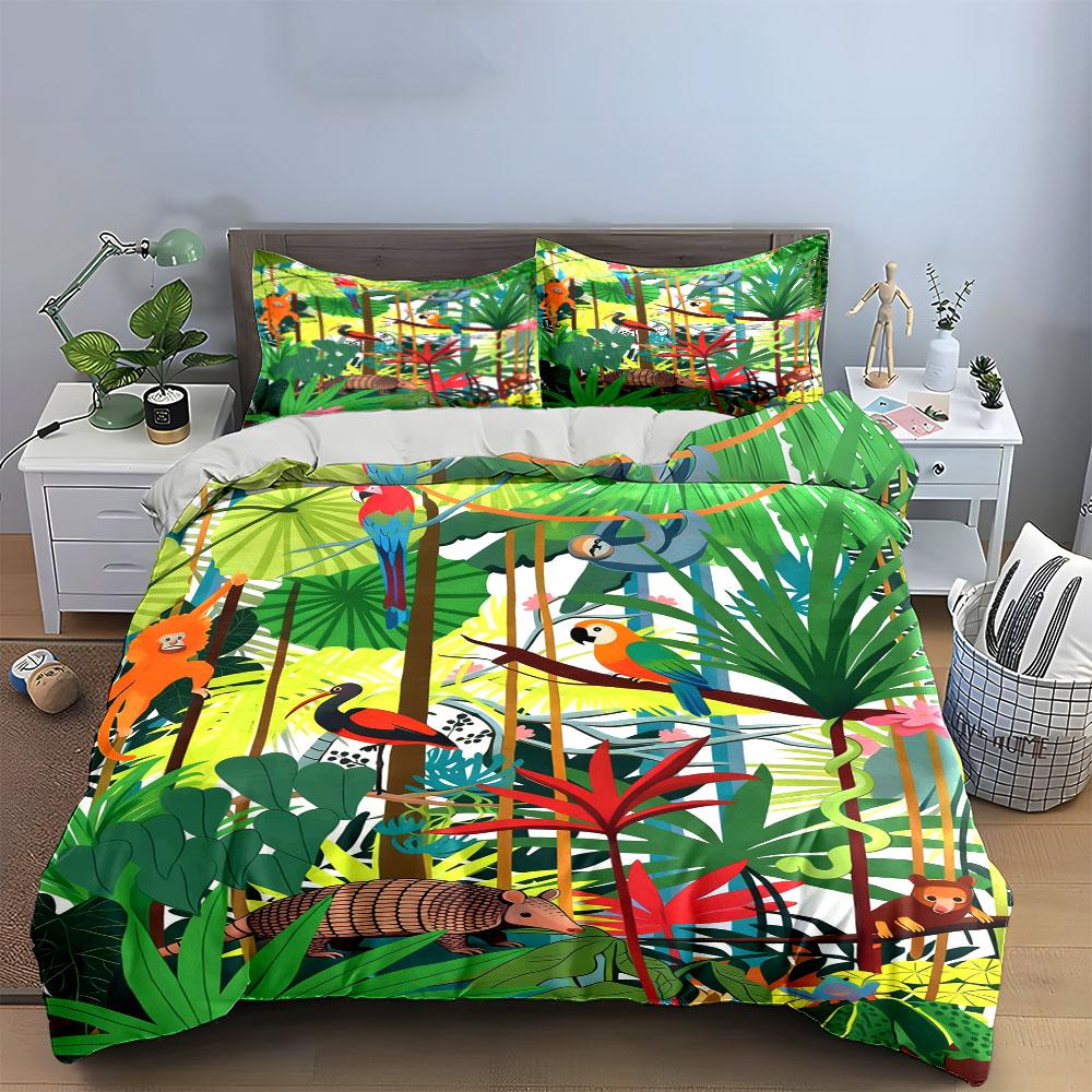 Tropical Forest with Animals. Bedding Sets Duvet Cover Sets Duvet Covers Pillowcases(1 * Duvet Cover 2 * Pillowcases Without Duvet Insert)