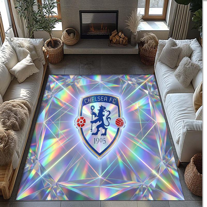 Chelsea FC Printed Flannel Area Rug Non Slip Soft Polyester Floor Carpet Indoor Decor Mat for Bedroom Living Room Sofa Game Room Home Decoration
