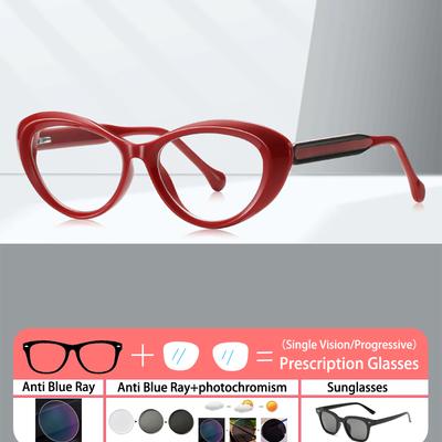 Fashion TR Pin Glasses Cat Eye Glasses Photochromic Women Optical Prescription Myopic Astigmatism Hyperopia Progressive Eyewear