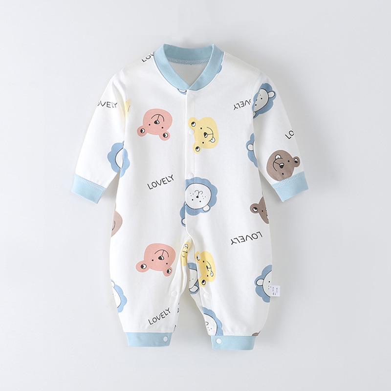 Baby Long Sleeve Romper - Spring/Autumn, Printed Combed Cotton Pajamas for Newborns, Infant Wear