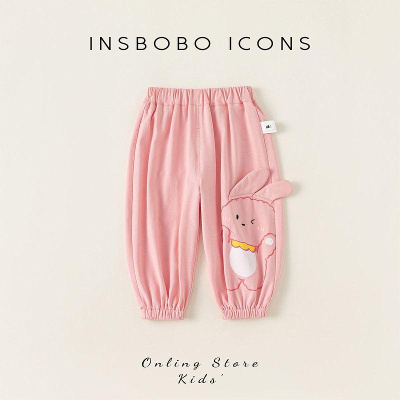 Детские брюки Insbobo с мультяшным принтом, повседневные, модные, летние, тонкие, для мальчиков Pink 80 cm
