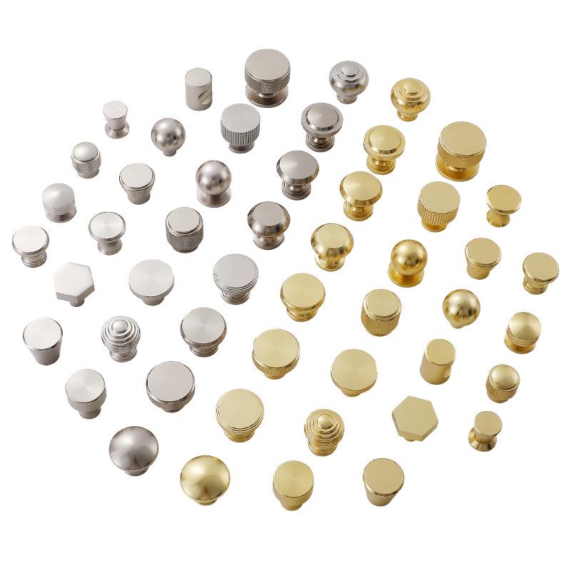 Gold & Silver Single Hole Round Drawer Pull: Modern Minimalist Light Luxury Cabinet & Wardrobe Handle