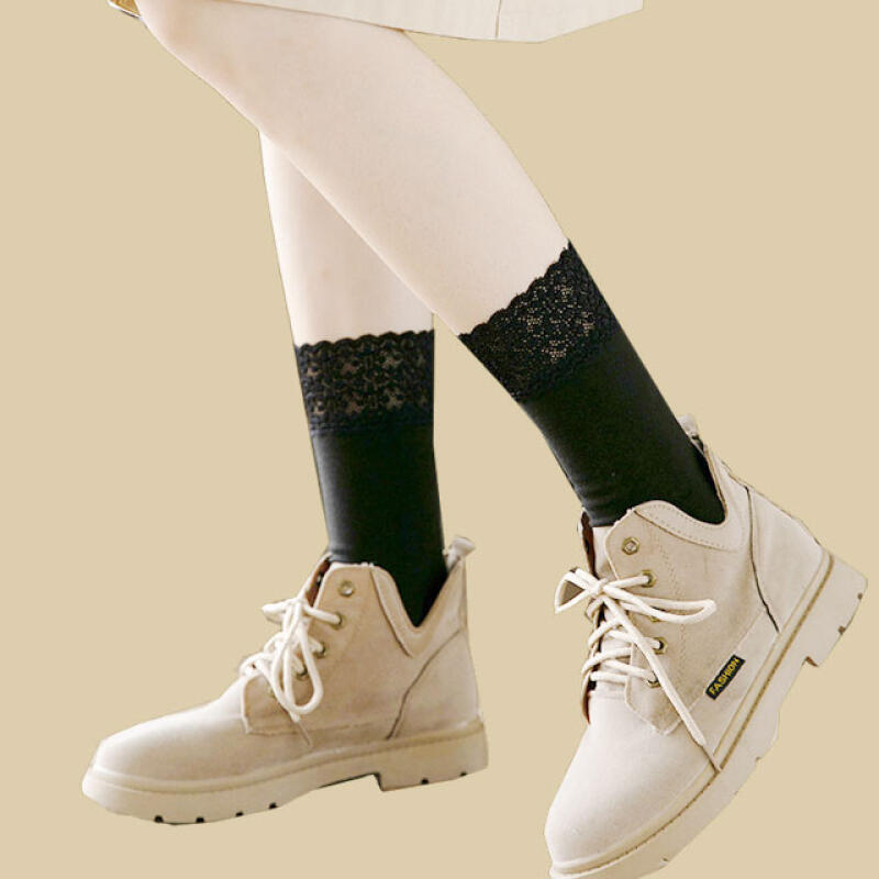 2-pack fleece lace thermal socks black