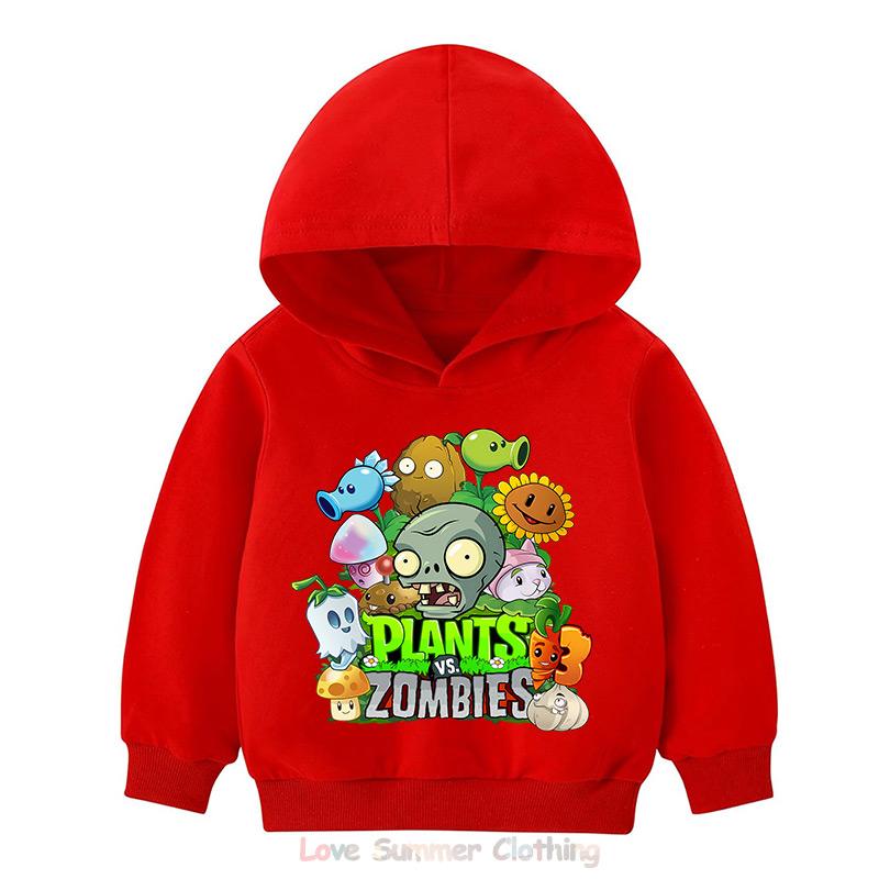 Boys Hoodie Age 4-14 Plants HD Print Zombies Thin Girls Pullover Girls Casual Wear Fall Hoodie Long Sleeve Polyester New Arrivals 2025