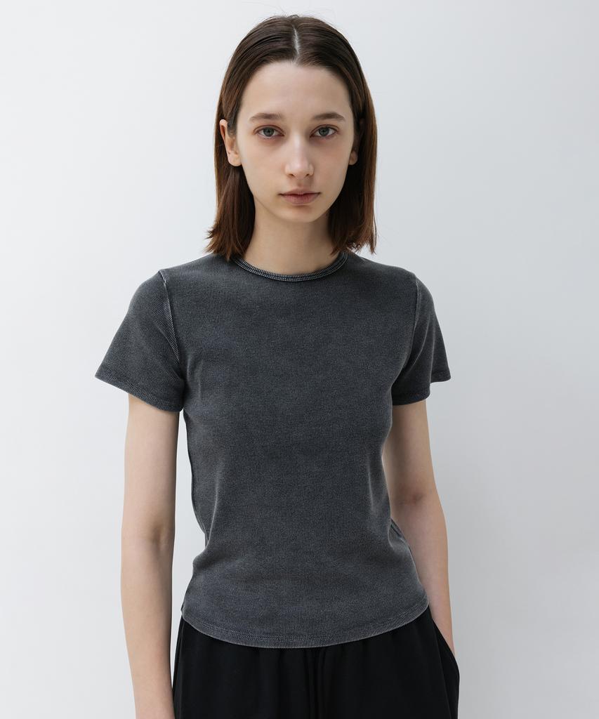 INSILENCE WOMEN Washed Rib Half Sleeve Charcoal