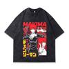 Men'S Washed Retro Old Short-Sleeved T-Shirt Japanese Animation Direct Injection Printing Loose Bottoming Shirt Men
