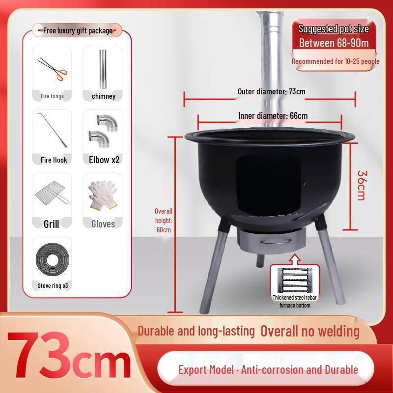 Portable Outdoor Wood-Burning Stove with Large Pot Stand