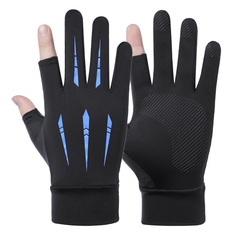 Sunscreen Gloves Driving Fishing Leaking Two Fingers Ice Silk Anti-slip Gloves Breathable Fitness Cycling Express Quick Dry Gloves