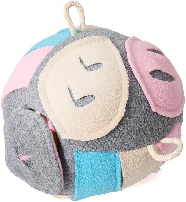 

Интерактивная игрушка для собаки, Ароматизированный звуковой шар-пазл с тремя ручками, Плюшевая игрушка для снятия стресса, для средних пород, Машинная стирка, Не требует зарядки розовый