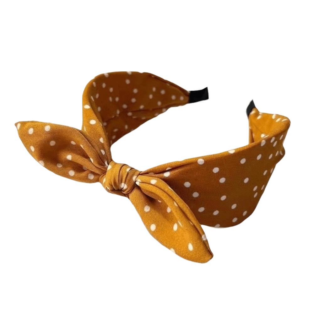 Vintage Women s Bow Hair Hoop Knotted Rabbit Ear Hairband Polka Dot Headband Daily Use жёлтый