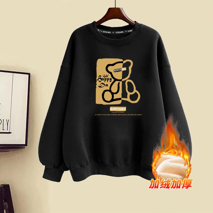 2025 autumn and winter clothing new popular fashion foreign loose round neck velvet thickened sweater women