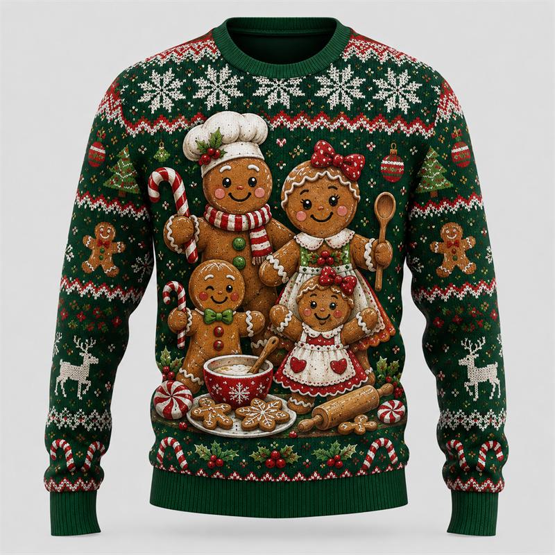 Felpa con Stampa Animalier di Babbo Natale Moda Autunno Inverno Abbigliamento per Feste Natalizie Maglione Brutto Streetwear alla Moda Top Unisex