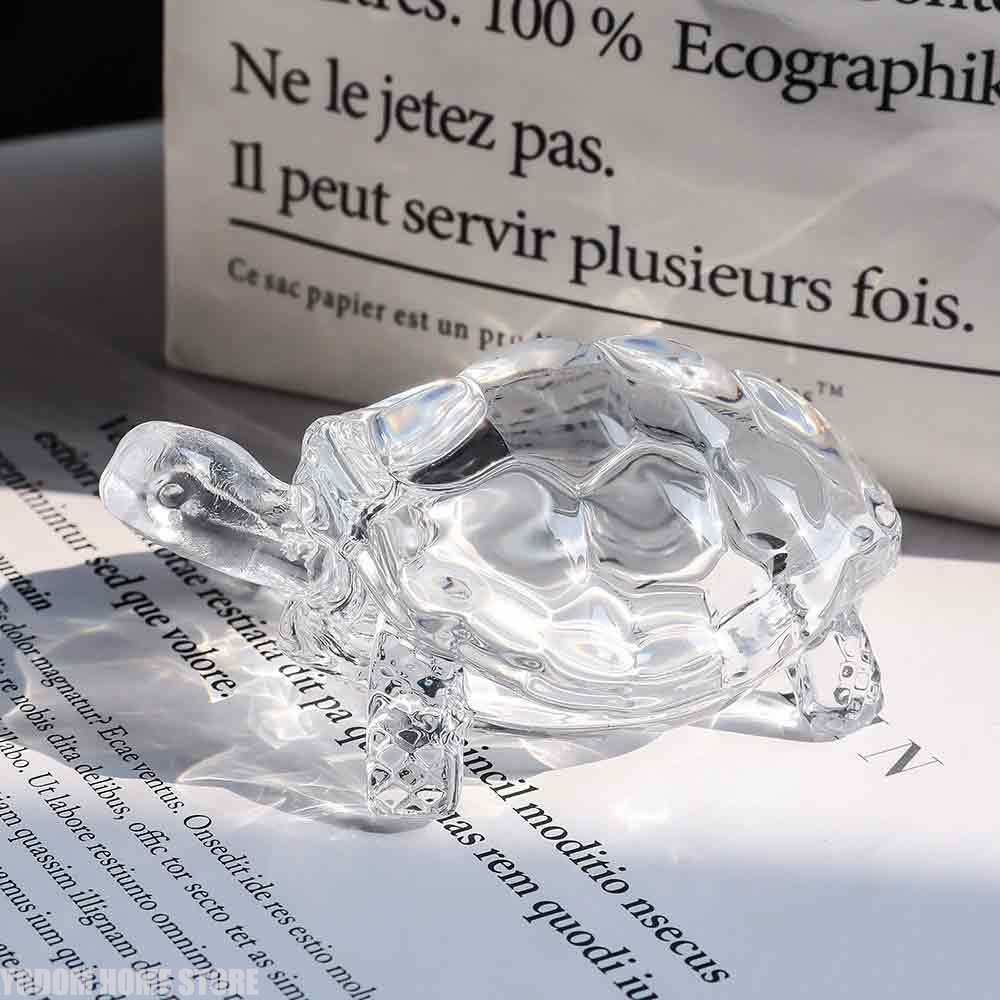 Transparent Crystal Turtle Ornament Mini Turtle Statue Lucky Ornament Suitable for Home Office Desk Decoration Home Accessories