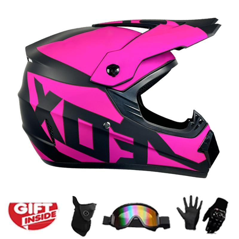 Full Face Motocross Helmet Kit Dot/Ece - For Adults & Youth - Comes With Mx Goggles & Gloves
