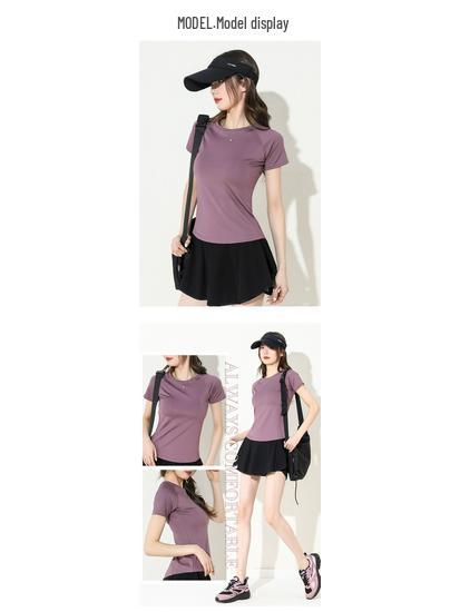 Women's Summer Sports Tops: Loose-Fit Short-Sleeve T-Shirts for Running, Fitness, Pilates, Yoga with Mesh Detailing