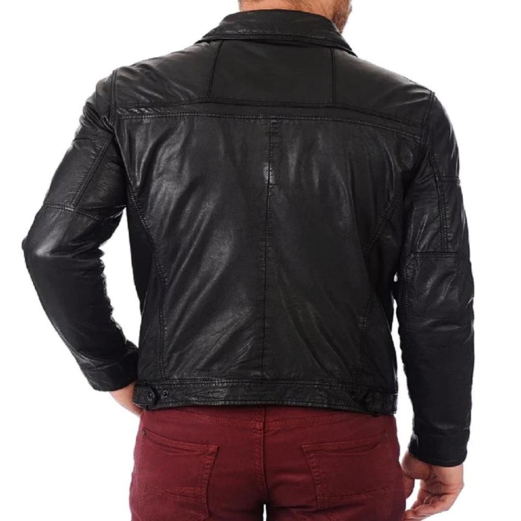 NOORA Men's Black Real Leather Jacket