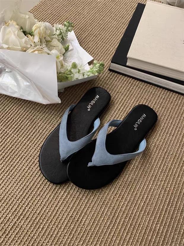 Flat-Bottomed Flip-Flop Shoes Women'S Shoes Summer Wear Beach French Small Sandals Sandals