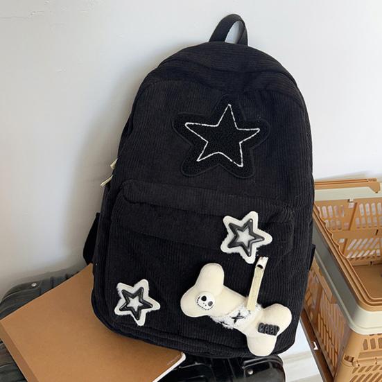 Stern Rucksack Große Kapazität Cord Tagesrucksack Tragbarer Niedlicher Rucksack mit Sternmuster Verstellbare Träger für College Arbeit Reise