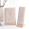 Fashion Wood Necklace Display Stand Large Capacity Pendant Bracelet Anklet Long Chain Jewelry Storage Rack Counter Showcase Prop