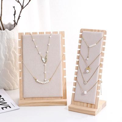 Expositor de madera para collares y pulseras, de gran capacidad, con cadena larga, para guardar joyas, ideal para exhibir en el mostrador.